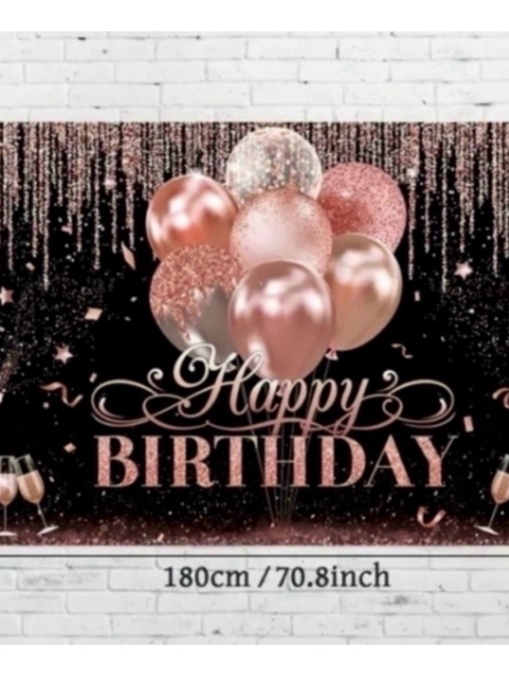 Elegant Rose Gold Happy Birthday Backdrop - Party Decoration